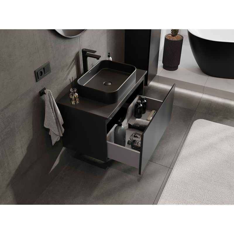 Mexen Orio Badezimmerunterschrank 80 cm mit Platte, 1 Schublade, schwarz matt - 91A10-08047-1-BFC71