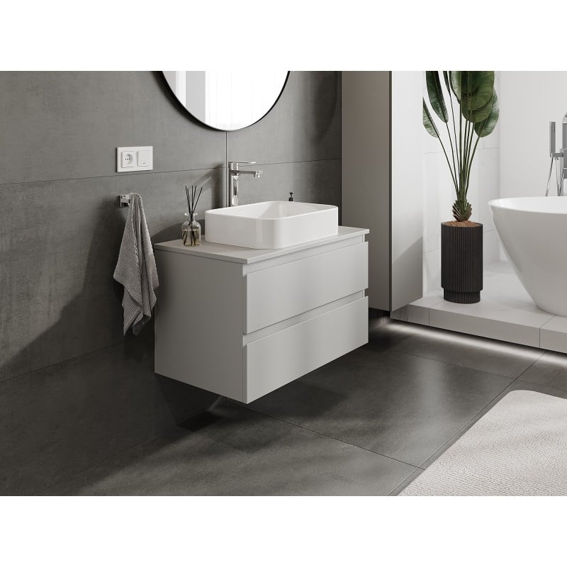 Mexen Orio Badezimmerschrank 80 cm mit Platte, 2 Schubladen, grau matt - 91A10-08047-2-BFFC62