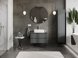 Mexen Orio Badezimmerunterschrank 80 cm mit Arbeitsplatte, 2 Schubladen, matt Graphit - 91A10-08047-2-BFFC66