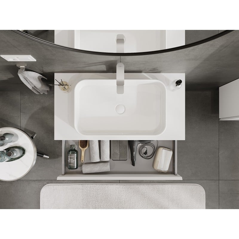 Mexen Orio Badezimmerschrank 90 cm mit Arbeitsplatte, 1 Schublade, weiß matt - 91A10-09023-1-BFC01