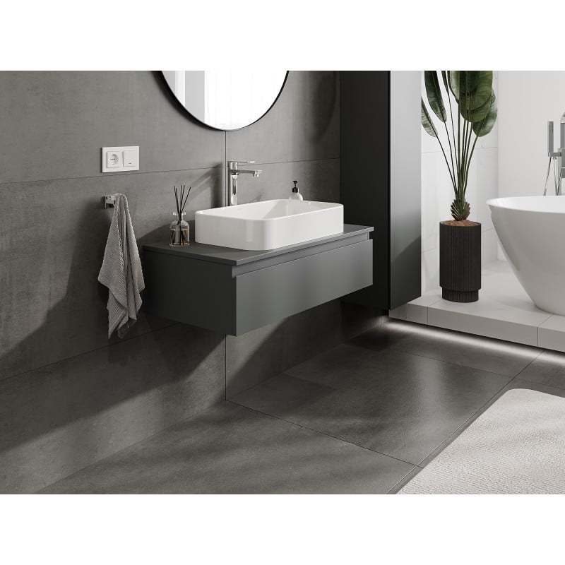 Mexen Orio Badschrank unter dem Waschbecken 90 cm mit Platte, 1 Schublade, Graphit matt - 91A10-09023-1-BFC66