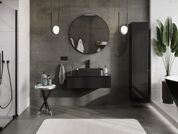 Mexen Orio Badezimmerschrank unter dem Waschbecken 90 cm mit Arbeitsplatte, 1 Schublade, schwarz glänzend - 91A10-09023-1-BFC70