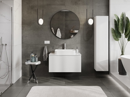Mexen Orio Badezimmer-Unterschrank 90 cm mit Platte, 1 Schublade, weiß glänzend - 91A10-09047-1-BFC00