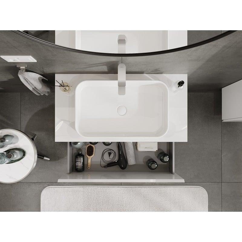 Mexen Orio Badezimmer-Unterschrank 90 cm mit Platte, 1 Schublade, weiß glänzend - 91A10-09047-1-BFC00
