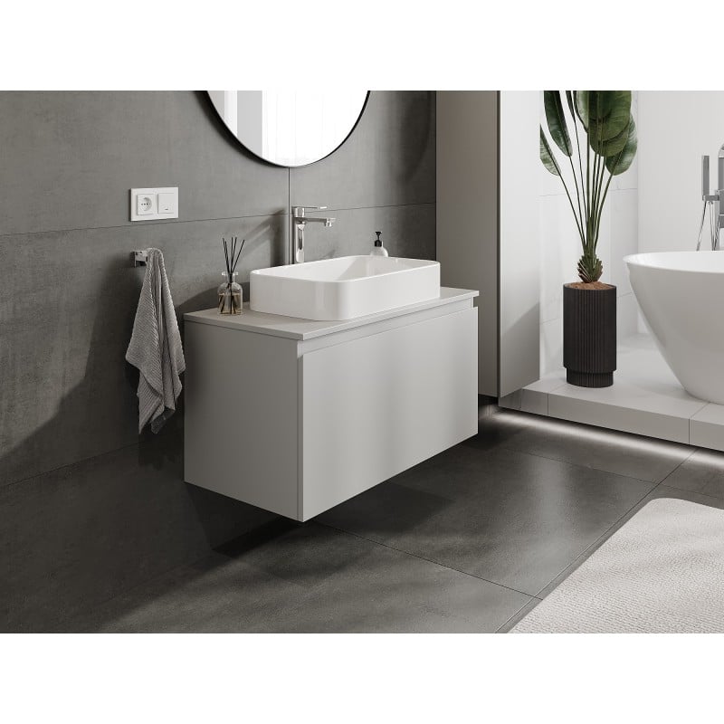 Mexen Orio Badezimmer-Unterschrank 90 cm mit Arbeitsplatte, 1 Schublade, grau matt - 91A10-09047-1-BFC62