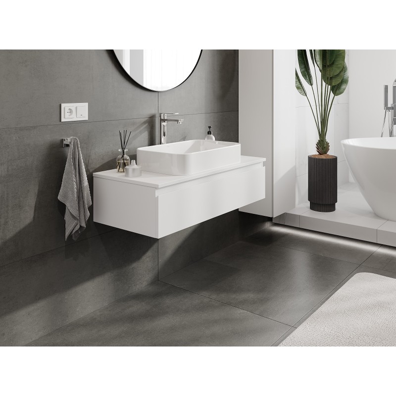 Mexen Orio Badezimmerschrank unter dem Waschbecken 100 cm mit Arbeitsplatte, 1 Schublade, weiß matt - 91A10-10023-1-BFC01