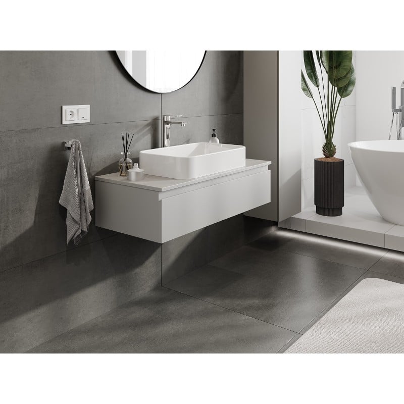 Mexen Orio Badezimmerschrank 100 cm mit Ablage, 1 Schublade, grau matt - 91A10-10023-1-BFC62