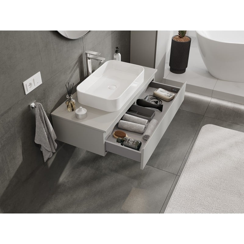 Mexen Orio Badezimmerschrank 100 cm mit Ablage, 1 Schublade, grau matt - 91A10-10023-1-BFC62