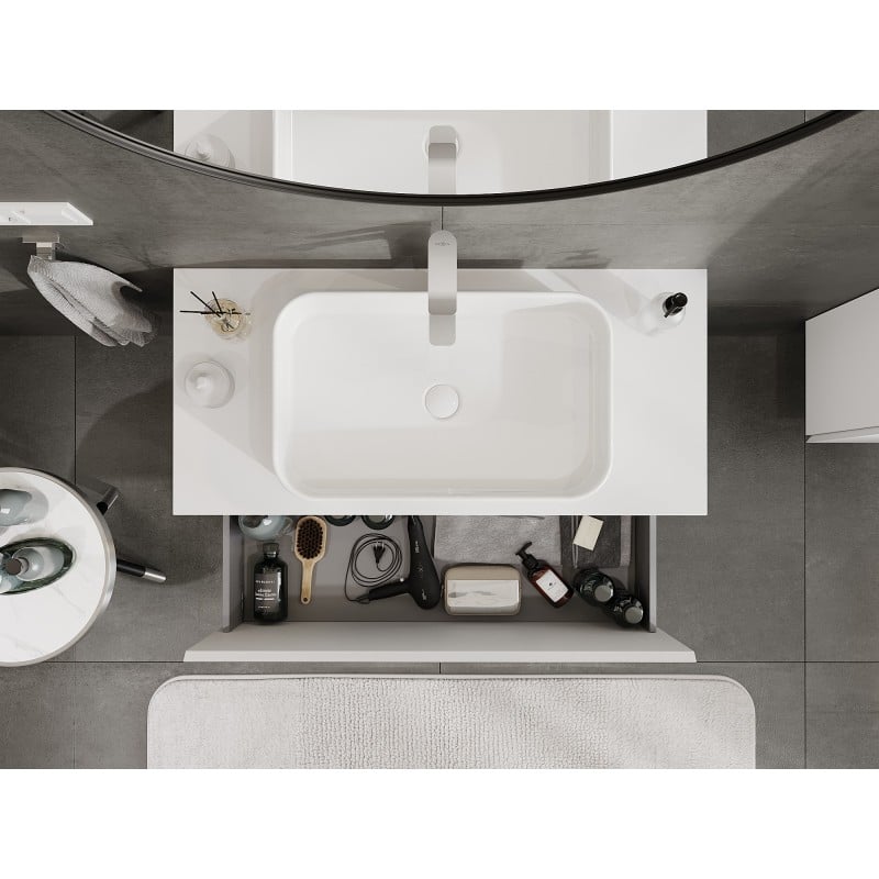 Mexen Orio Badezimmerschrank 100 cm mit Arbeitsplatte, 1 Schublade, weiß matt - 91A10-10047-1-BFC01
