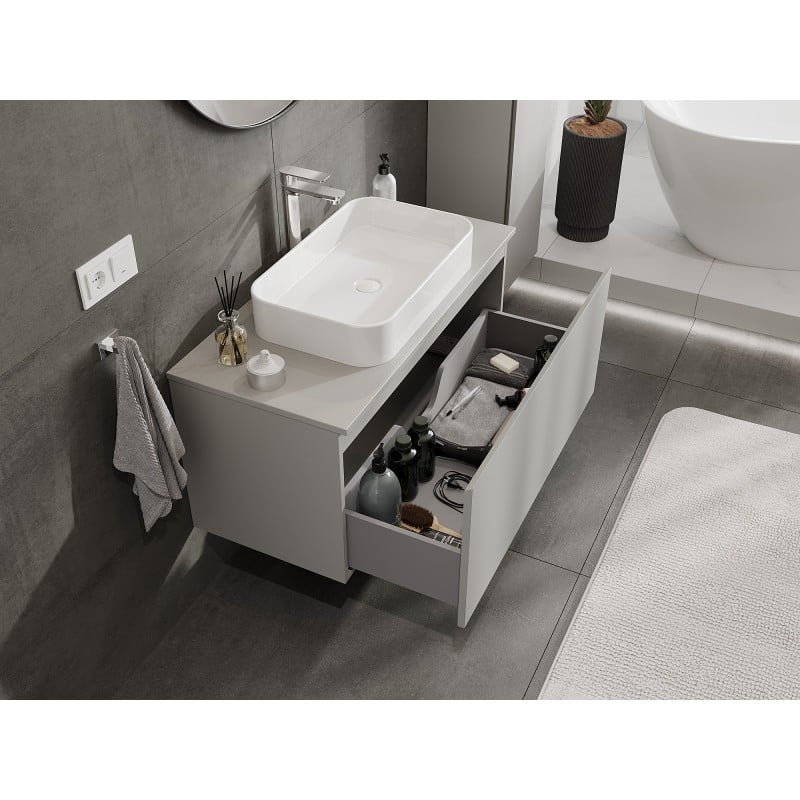 Mexen Orio Badezimmerschrank für den Waschtisch 100 cm mit Arbeitsplatte, 1 Schublade, graues Matt - 91A10-10047-1-BFC62