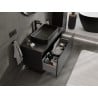 Mexen Orio Badezimmerschrank mit Waschtisch 100 cm mit Arbeitsplatte, 1 Schublade, Schwarz Matt - 91A10-10047-1-BFC71