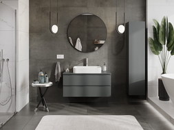 Mexen Orio Badezimmer-Unterschrank 100 cm mit Arbeitsplatte, 2 Schubladen, matt Graphit - 91A10-10047-2-BFFC66