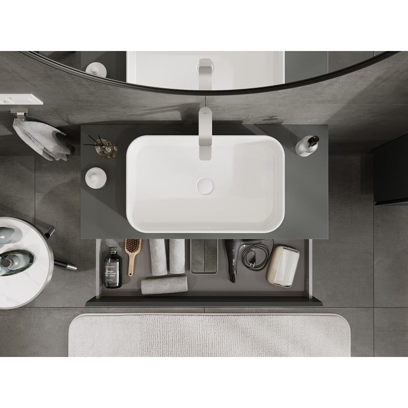 Mexen Orio Badezimmer-Unterschrank 100 cm mit Arbeitsplatte, 2 Schubladen, matt Graphit - 91A10-10047-2-BFFC66