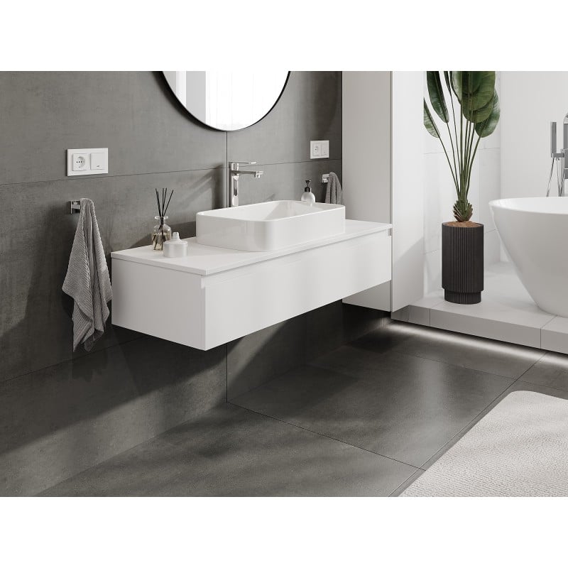 Mexen Orio Badezimmerunterschrank 120 cm mit Arbeitsplatte, 1 Schublade, weiß matt - 91A10-12023-1-BFC01
