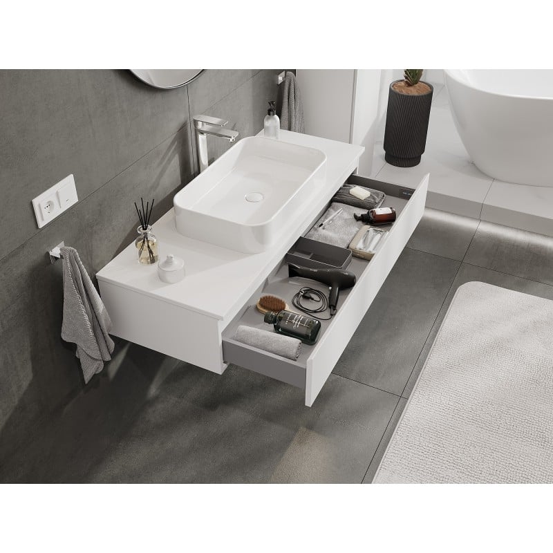 Mexen Orio Badezimmerunterschrank 120 cm mit Arbeitsplatte, 1 Schublade, weiß matt - 91A10-12023-1-BFC01