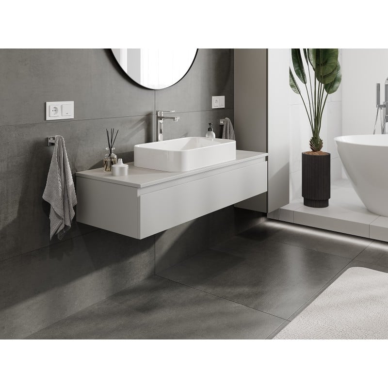 Mexen Orio Badezimmerschrank 120 cm mit Arbeitsplatte, 1 Schublade, grau matt - 91A10-12023-1-BFC62