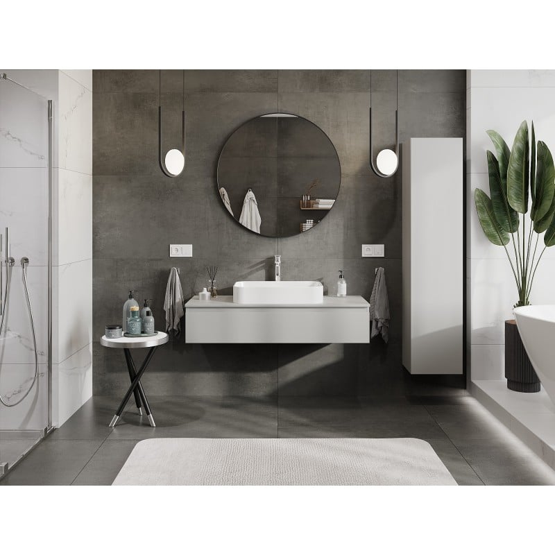 Mexen Orio Badezimmerschrank 120 cm mit Arbeitsplatte, 1 Schublade, grau matt - 91A10-12023-1-BFC62