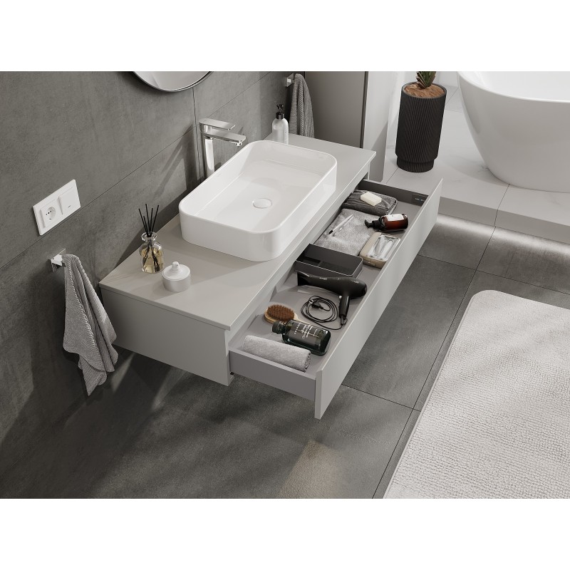 Mexen Orio Badezimmerschrank 120 cm mit Arbeitsplatte, 1 Schublade, grau matt - 91A10-12023-1-BFC62