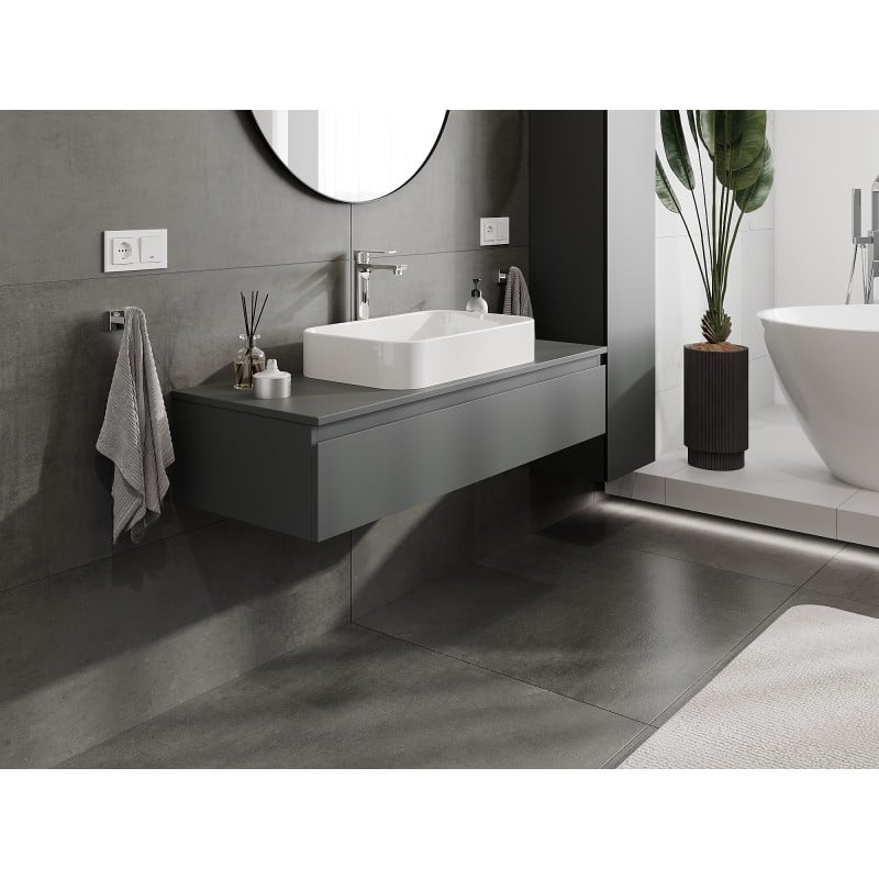 Mexen Orio Badezimmerunterschrank 120 cm mit Arbeitsplatte, 1 Schublade, Graphit matt - 91A10-12023-1-BFC66