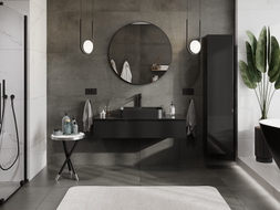 Mexen Orio Badezimmerschrank für Waschbecken 120 cm mit Arbeitsplatte, 1 Schublade, schwarz glänzend - 91A10-12023-1-BFC70