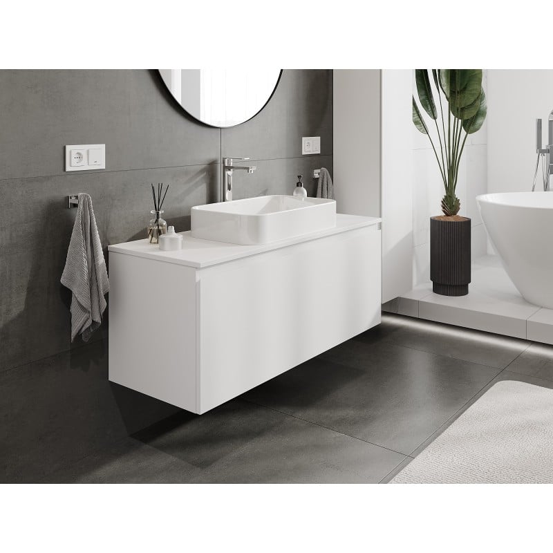 Mexen Orio Badezimmerunterschrank 120 cm mit Arbeitsplatte, 1 Schublade, weiß matt - 91A10-12047-1-BFC01