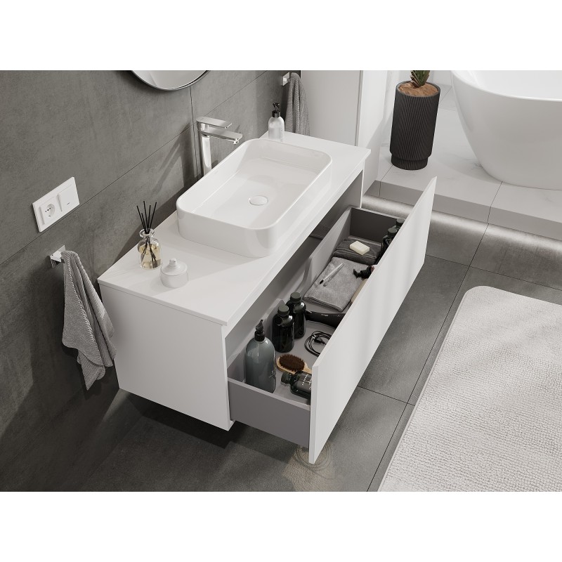 Mexen Orio Badezimmerunterschrank 120 cm mit Arbeitsplatte, 1 Schublade, weiß matt - 91A10-12047-1-BFC01