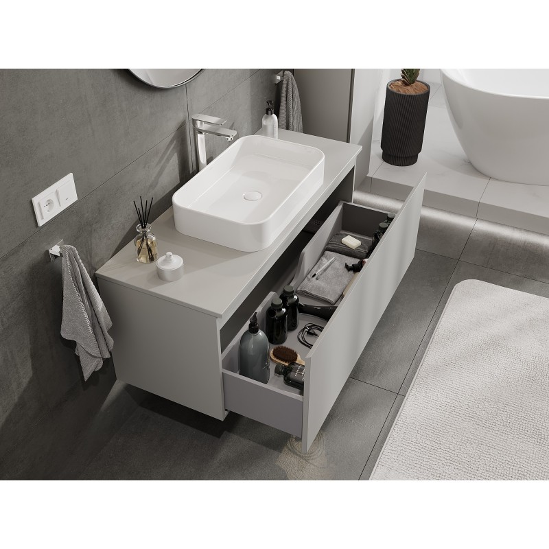 Mexen Orio Badezimmer-Unterschrank 120 cm mit Arbeitsplatte, 1 Schublade, graumatt - 91A10-12047-1-BFC62