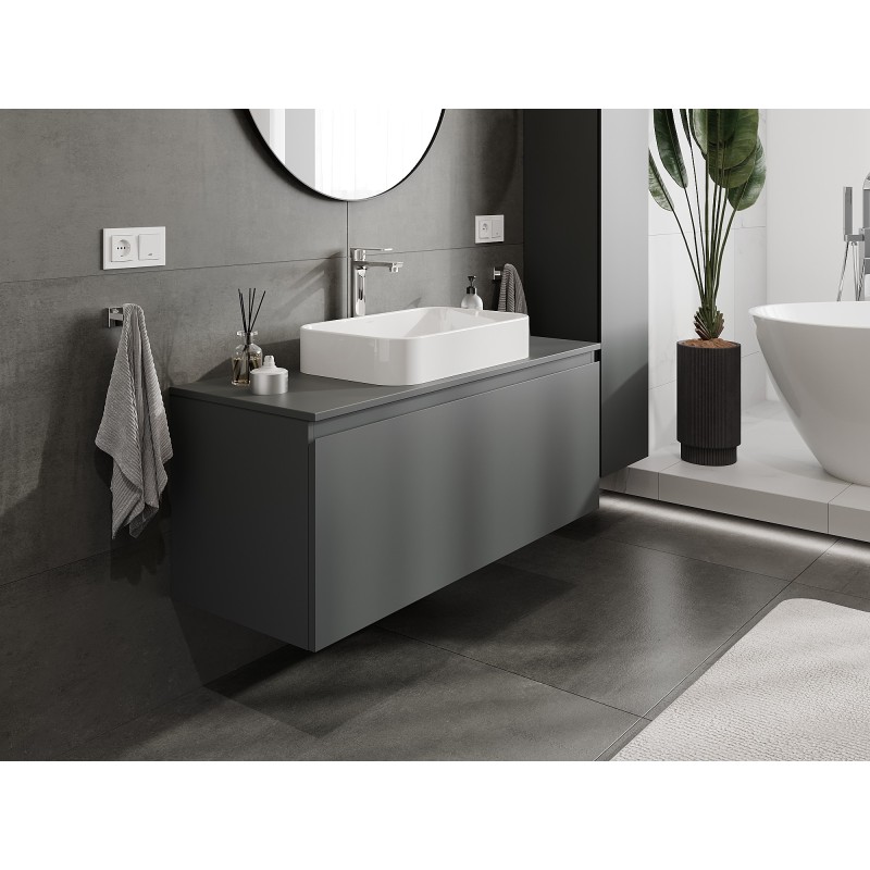 Mexen Orio Badezimmerschrank für Waschtisch 120 cm mit Arbeitsplatte, 1 Schublade, matt Graphit - 91A10-12047-1-BFC66
