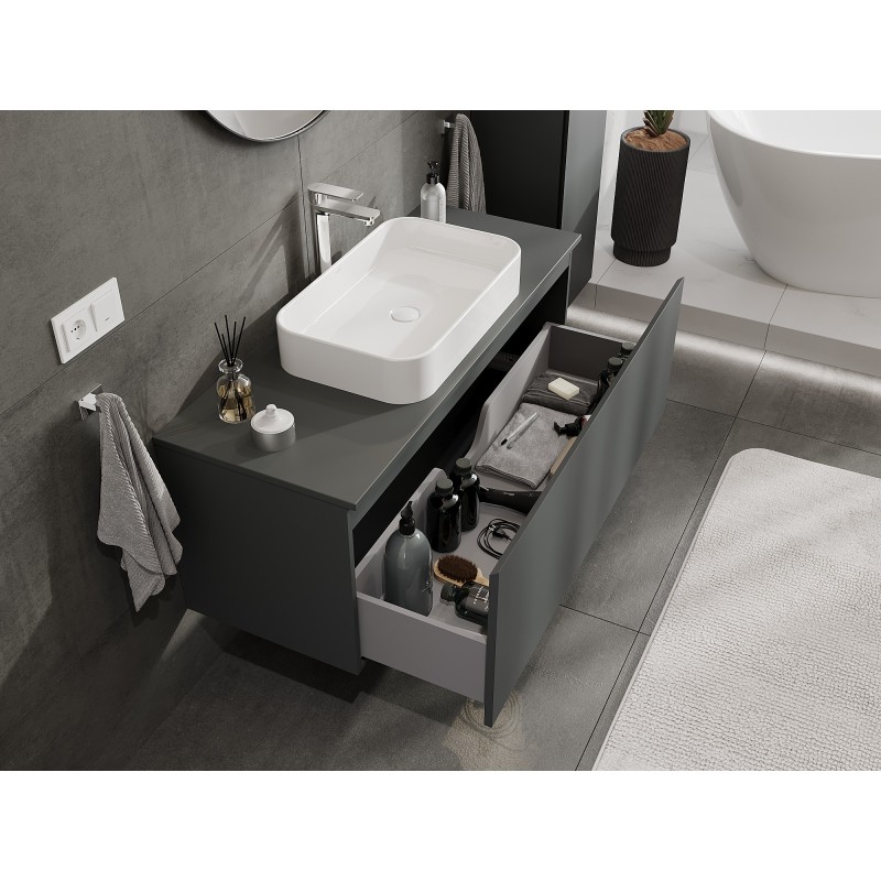 Mexen Orio Badezimmerschrank für Waschtisch 120 cm mit Arbeitsplatte, 1 Schublade, matt Graphit - 91A10-12047-1-BFC66