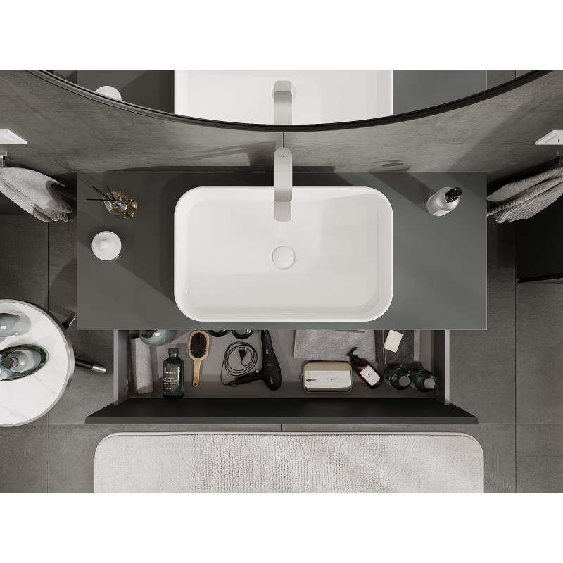 Mexen Orio Badezimmerschrank für Waschtisch 120 cm mit Arbeitsplatte, 1 Schublade, matt Graphit - 91A10-12047-1-BFC66