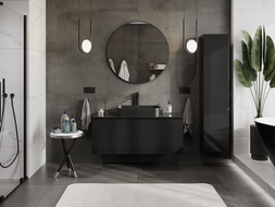 Mexen Orio Badezimmerschrank für Waschbecken 120 cm mit Arbeitsplatte, 1 Schublade, schwarz glänzend - 91A10-12047-1-BFC70