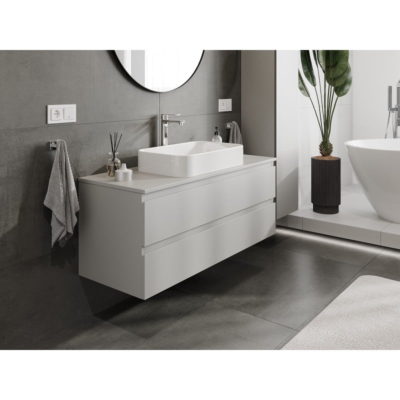 Mexen Orio Badezimmer-Unterschrank 120 cm mit Arbeitsplatte, 2 Schubladen, grau matt - 91A10-12047-2-BFFC62