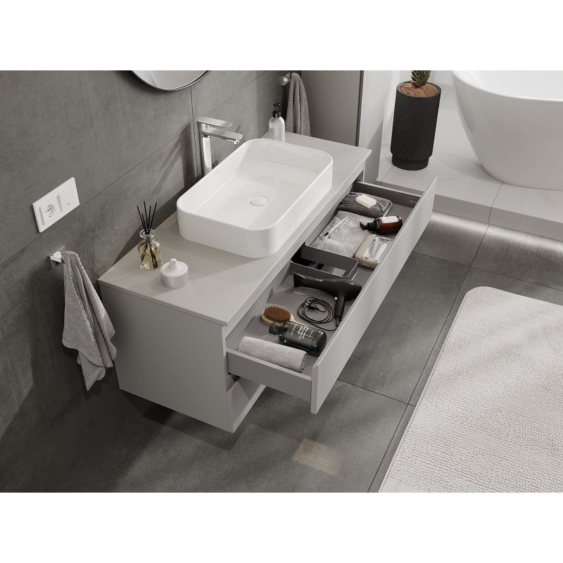 Mexen Orio Badezimmer-Unterschrank 120 cm mit Arbeitsplatte, 2 Schubladen, grau matt - 91A10-12047-2-BFFC62