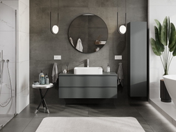 Mexen Orio Badezimmer-Unterschrank 120 cm mit Arbeitsplatte, 2 Schubladen, Graphit matt - 91A10-12047-2-BFFC66