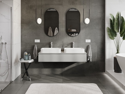 Mexen Orio Badezimmerschrank 140 cm mit Arbeitsplatte, 1 Schublade, Grau Matt - 91A10-14023-1-BFC62