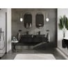 Mexen Orio Badezimmerschrank unter Waschbecken 140 cm mit Arbeitsplatte, 1 Schublade, schwarz glänzend - 91A10-14023-1-BFC70