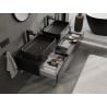 Mexen Orio Badezimmerschrank unter Waschbecken 140 cm mit Arbeitsplatte, 1 Schublade, schwarz glänzend - 91A10-14023-1-BFC70