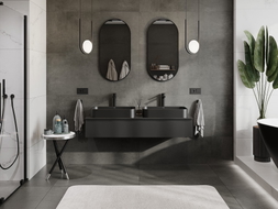 Mexen Orio Badezimmerschrank 140 cm mit Arbeitsplatte, 1 Schublade, Schwarz Matt - 91A10-14023-1-BFC71