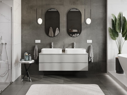 Mexen Orio Badezimmerschrank mit Waschtischplatte 140 cm, 2 Schubladen, grau matt - 91A10-14047-2-BFFC62