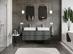 Mexen Orio Badezimmerschrank 140 cm mit Arbeitsplatte, 2 Schubladen, matt Graphit - 91A10-14047-2-BFFC66