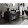 Mexen Orio Badezimmerunterschrank 140 cm mit Arbeitsplatte, 2 Schubladen, schwarzer Glanz - 91A10-14047-2-BFFC70