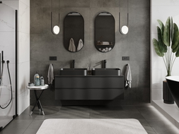 Mexen Orio Badezimmerschrank unter Waschbecken 140 cm mit Platte, 2 Schubladen, schwarz matt - 91A10-14047-2-BFFC71