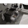 Mexen Orio Badezimmerschrank unter Waschbecken 140 cm mit Platte, 2 Schubladen, schwarz matt - 91A10-14047-2-BFFC71