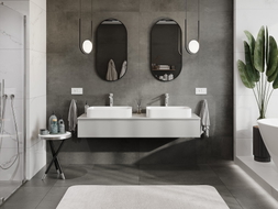 Mexen Orio Badezimmerschrank für Waschbecken 160 cm mit Arbeitsplatte, 1 Schublade, grau matt - 91A10-16023-1-BFC62