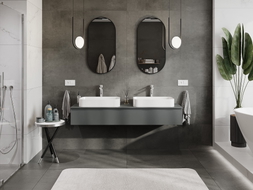 Mexen Orio Badezimmerschrank 160 cm mit Arbeitsplatte, 1 Schublade, mattschwarz - 91A10-16023-1-BFC66