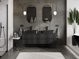 Mexen Orio Badezimmerschrank 160 cm mit Arbeitsplatte, 2 Schubladen, schwarz matt - 91A10-16047-2-BFFC71