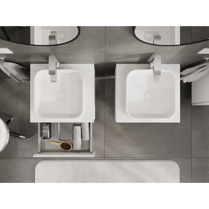 Mexen Rivel Badschrank für Waschbecken 50 cm mit Tischplatte, 1 Schublade, gerillt, weiß matt - 91A20-05023-1-BFC01