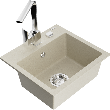 Mexen Milo Granitspüle 1-Becken mit Küchenarmatur Rita, beige - 6505-69-670300-00