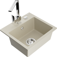 Mexen Milo Granitspüle 1-Becken mit Küchenarmatur Rita, beige - 6505-69-670300-00