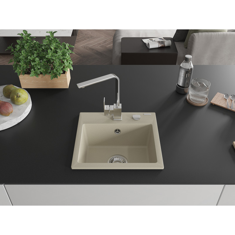 Mexen Milo Granitspüle 1-Becken mit Küchenarmatur Rita, beige - 6505-69-670300-00